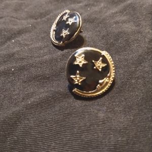 Silver colored moon and stars earrings